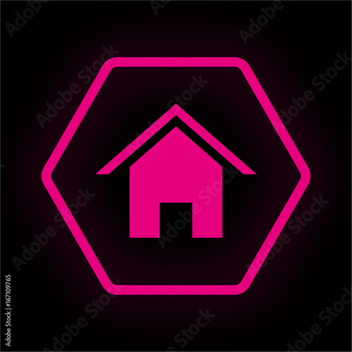 Neon Button Polygon - Haus