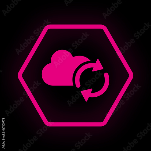 Neon Button Polygon - Wolke Synchronisation
