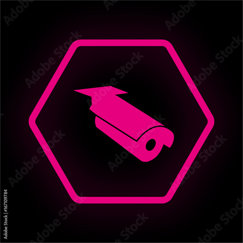 Neon Button Polygon - Videoüberwachung