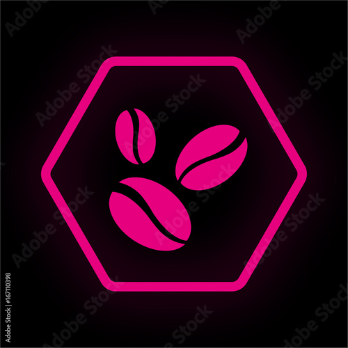 Neon Button Polygon - Kaffeebohnen