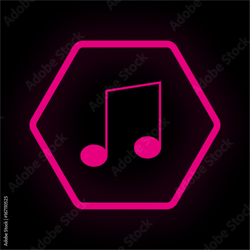 Neon Button Polygon - Note Musik