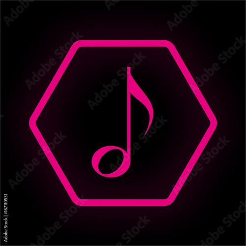 Neon Button Polygon - Musiknote