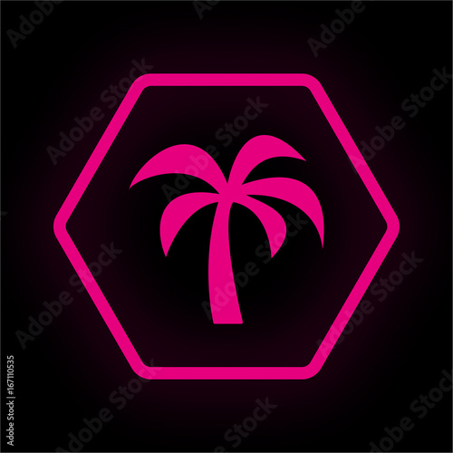 Neon Button Polygon - Palme