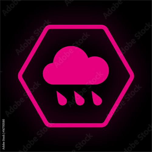 Neon Button Polygon - Wolke Regen