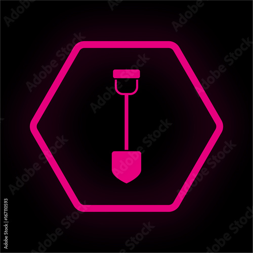 Neon Button Polygon - Schaufel