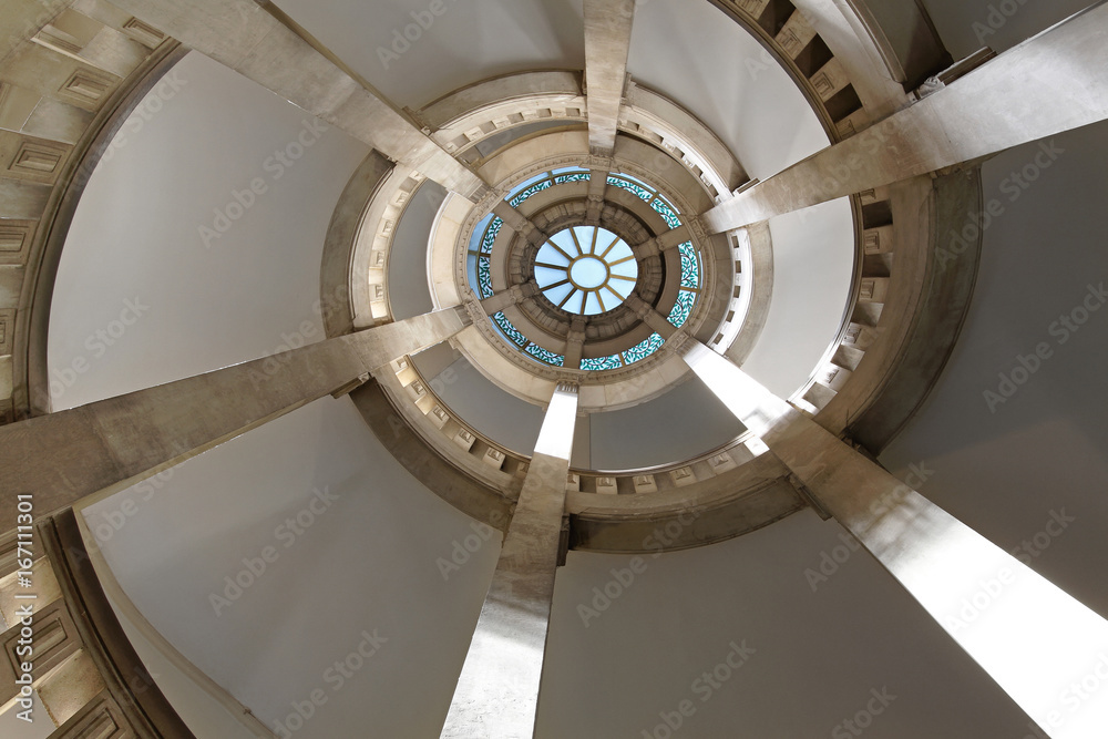 Fototapeta premium Spiral staircase with columns