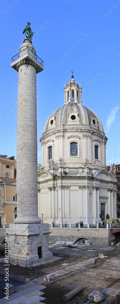 Column and Church in Rome