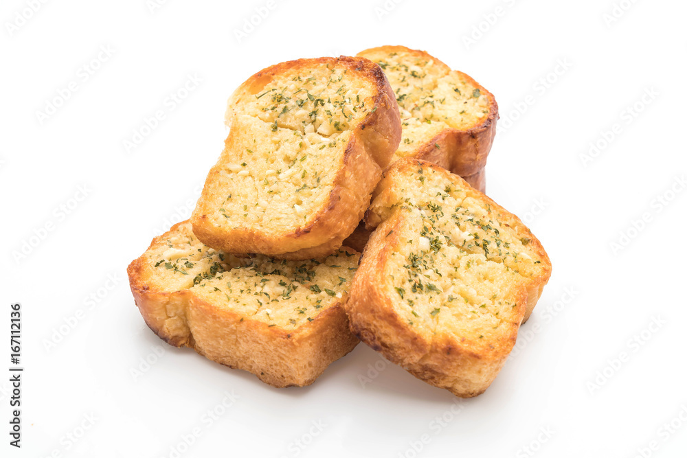 garlic bread on white background