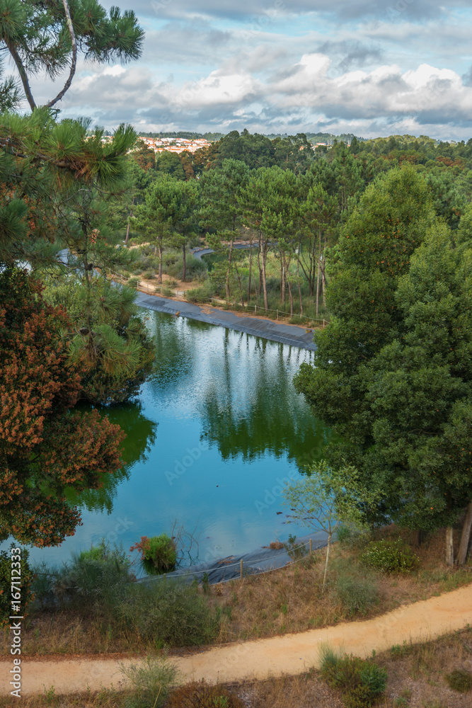 View of Bucaquinho natural park, Ovar, north of Portugal. Renewable energy