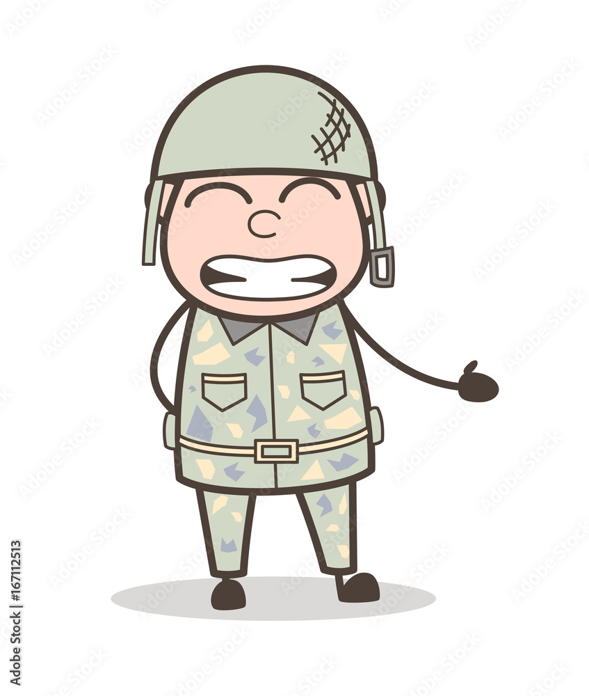 Cartoon Funny Army Man Smiling Face Vector Illustration Cartoon Funny Army Man Smiling Face Vector Illustration