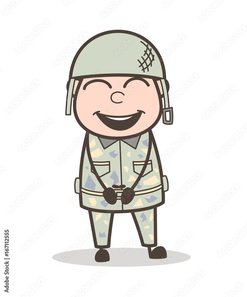 Cartoon Smiling Army Man Face Vector Illustration