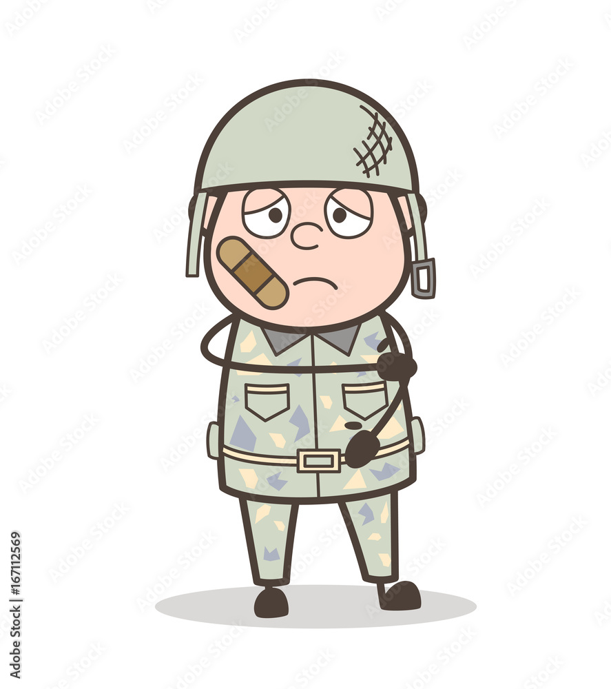 Cartoon Injured Army Man Vector Illustration