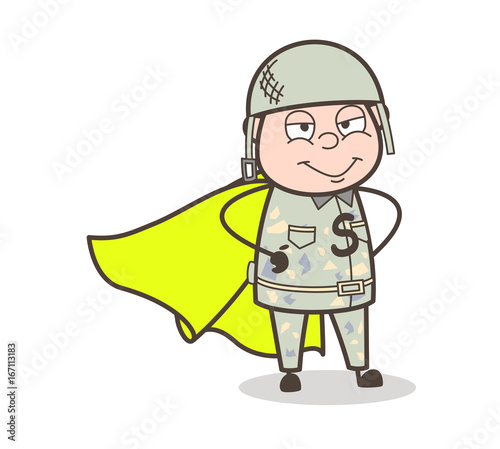 Cartoon Super Rescuer Army Man Vector Illustration