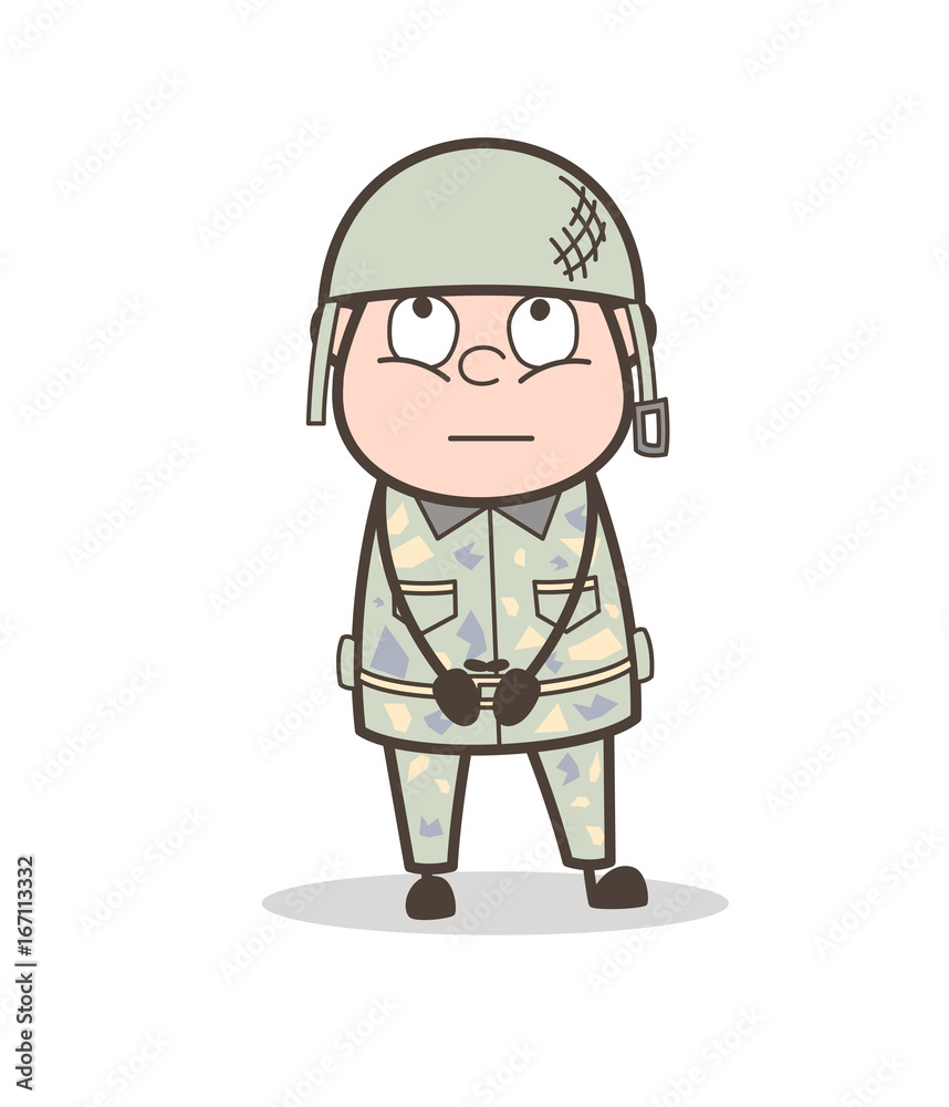 Cartoon Innocent Army Officer Face Expression Vector Illustration Stock  Vector | Adobe Stock