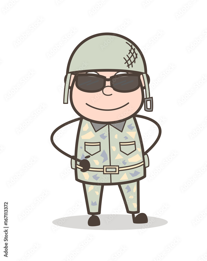 Cartoon Fashionable Army Man with Sunglasses Vector Illustration Cartoon Fashionable Army Man with Sunglasses Vector Illustration