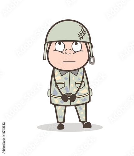 Cartoon Innocent Army Officer Face Expression Vector Illustration