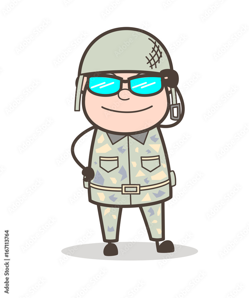 Cartoon Army Man with Sunglasses Vector Illustration Cartoon Army Man with Sunglasses Vector Illustration
