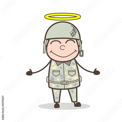 Cartoon Happy Good Army Man Vector Character