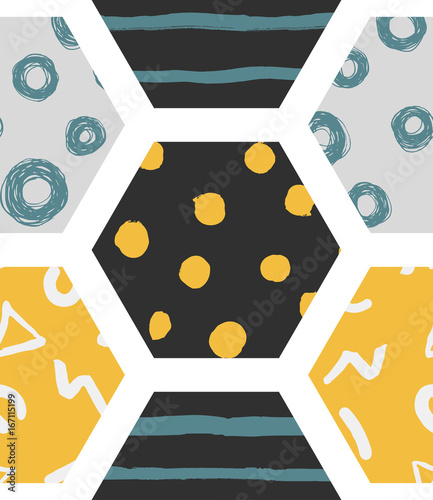 Colorful seamless patterns with honeycombs