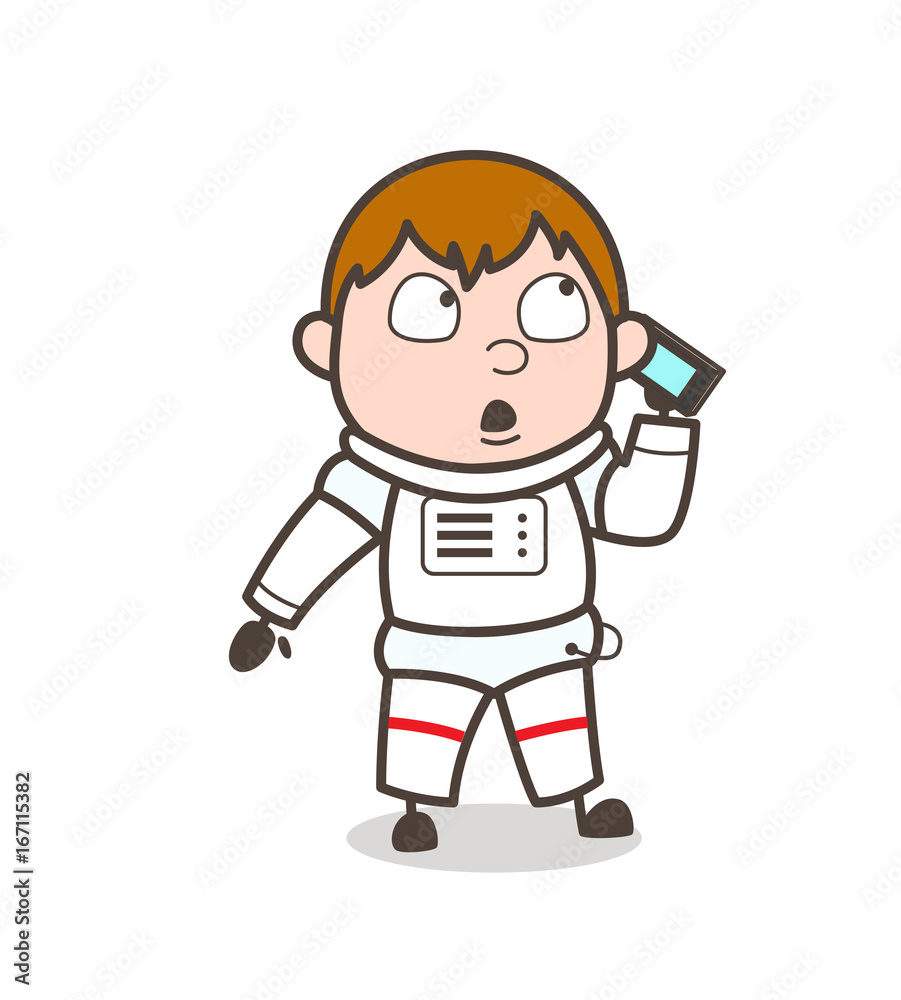 Cartoon Cosmonaut Talking on Phone Vector Illustration Cartoon Cosmonaut Talking on Phone Vector Illustration