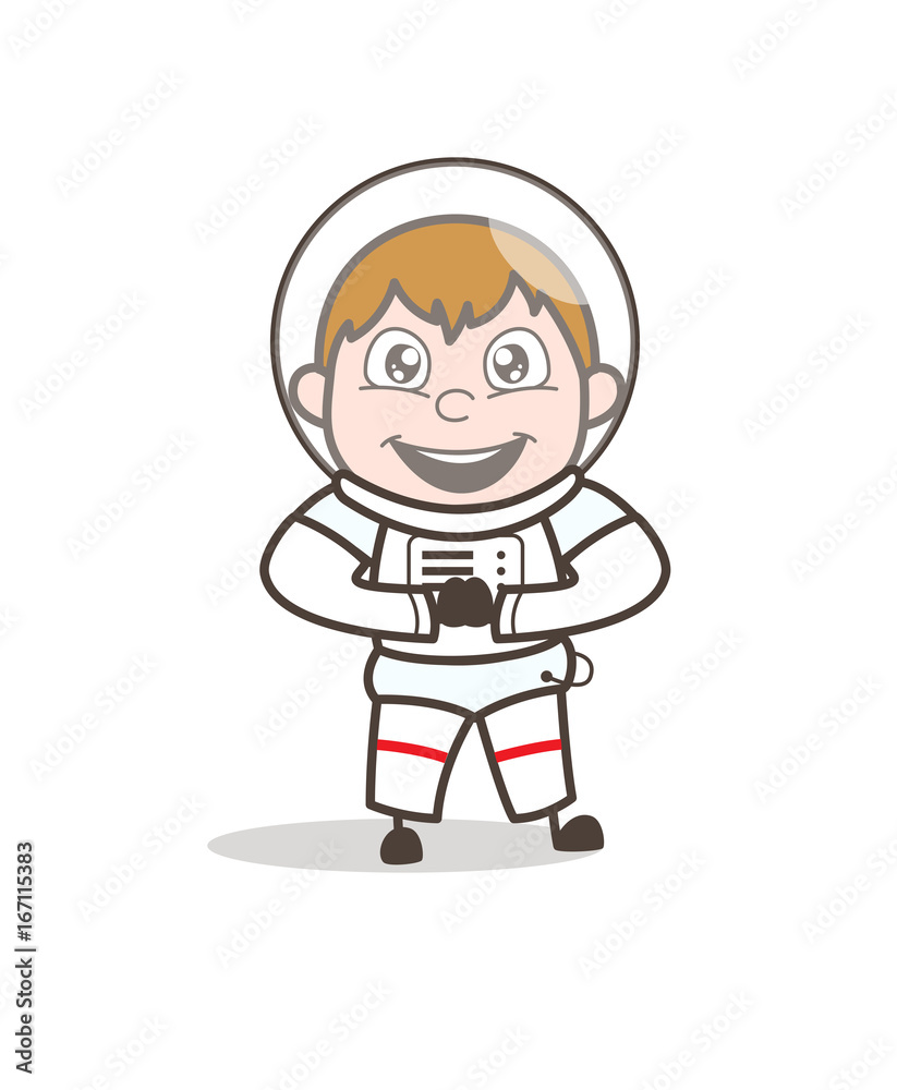 Cartoon Excited Spaceman Vector Character