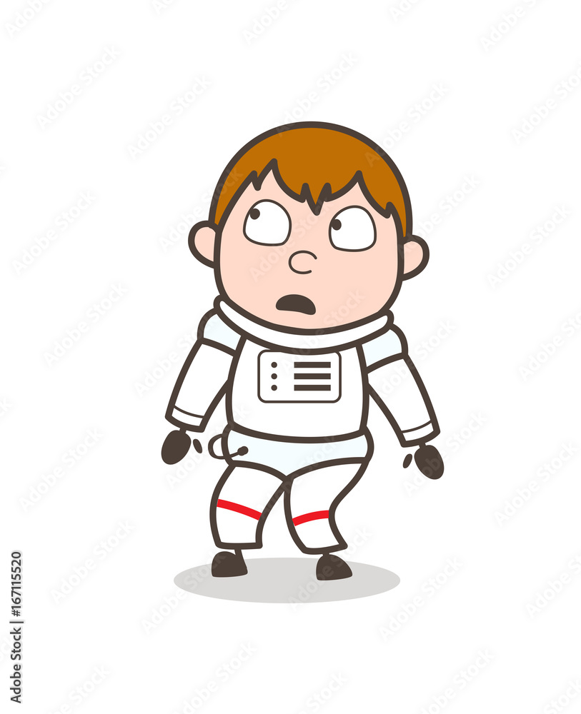 Cartoon Frightened Astronaut Face Expression Vector Illustration Cartoon Frightened Astronaut Face Expression Vector Illustration