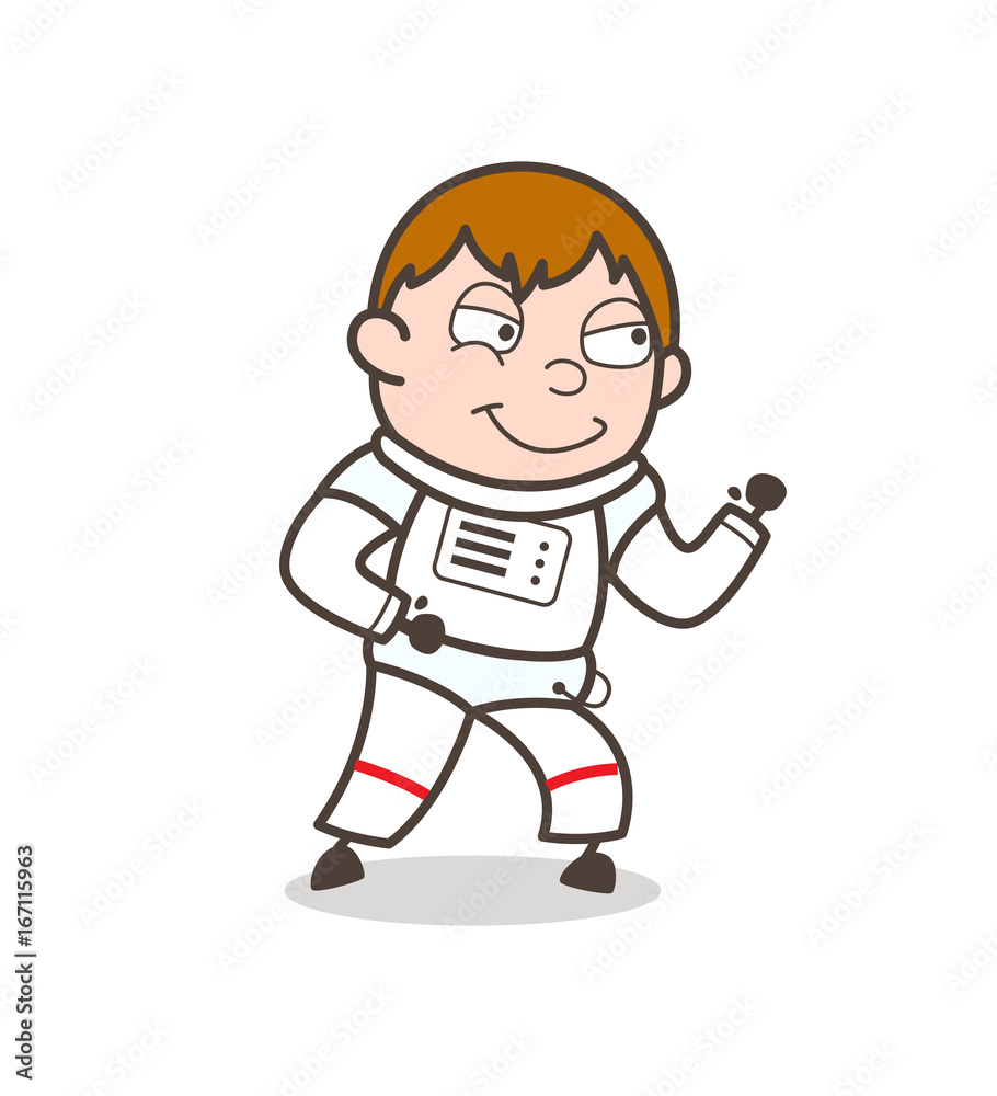 Cartoon Naughty Spaceman in Running Pose Vector Illustration