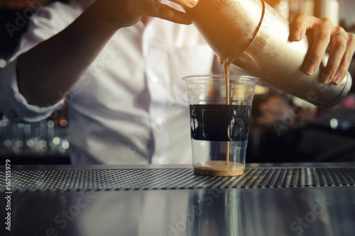 Barista Cafe Making Coffee Preparation on bar   Service Concept