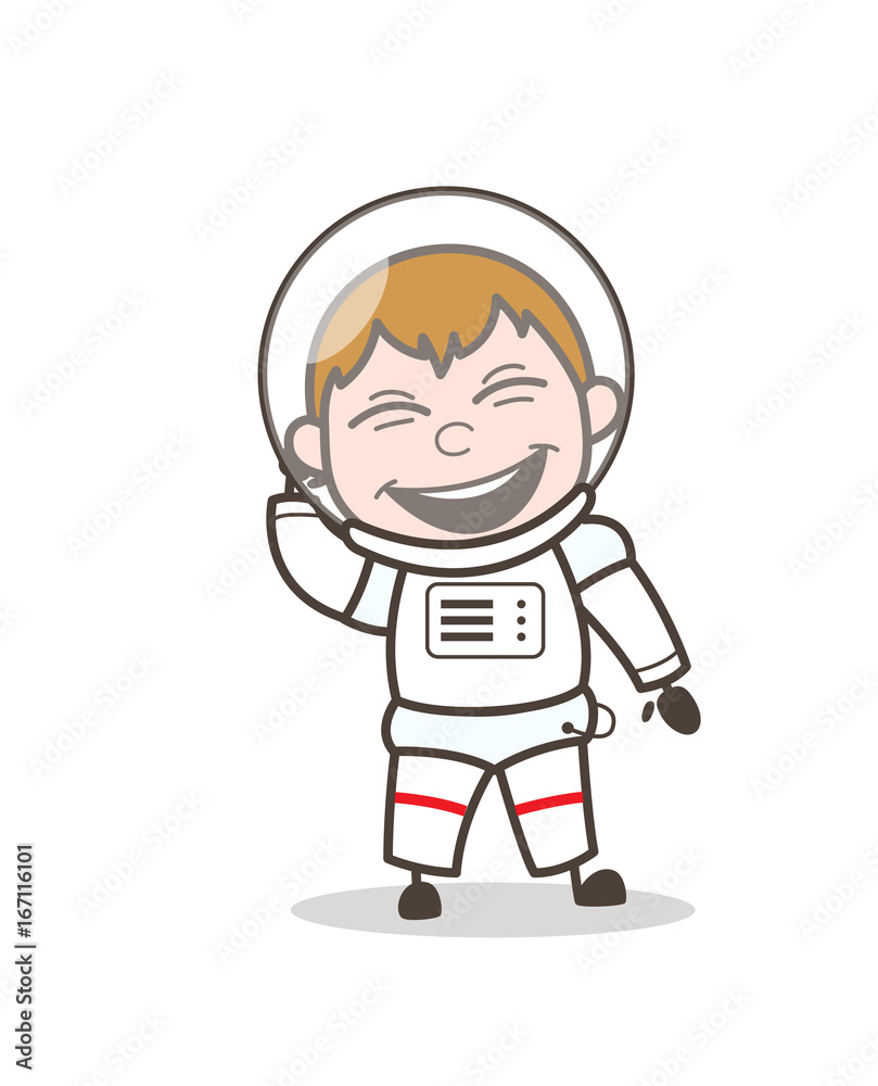 Cartoon Laughing Expression of Funny Spaceman Vector Illustration