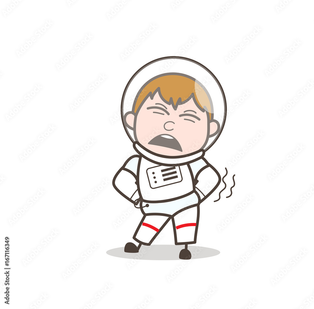 Cartoon Astronaut Getting Ache in Waist Vector Illustration Cartoon Astronaut Getting Ache in Waist Vector Illustration