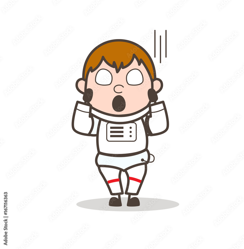 Cartoon Cosmonaut Screaming in Fear Vector Illustration Cartoon Cosmonaut Screaming in Fear Vector Illustration