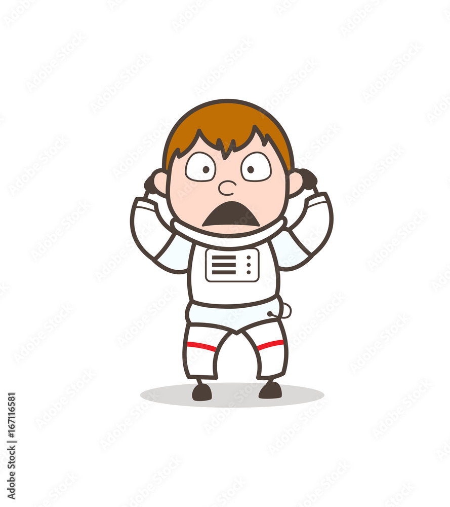 Cartoon Anguished Astronaut Face Expression Vector Illustration