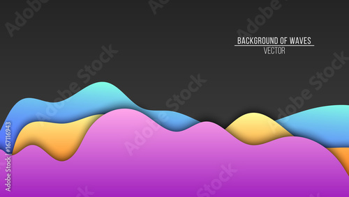 Abstract background of paper multicolored waves. Flat waves. Vector application with shadows. Modern design. Background, template for your project