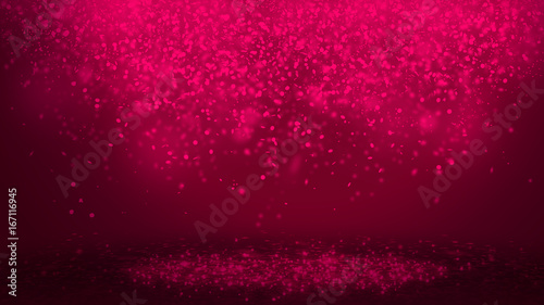 Dark Pink sparkle rays lights with bokeh elegant show on stage  abstract background. Dust sparks background.