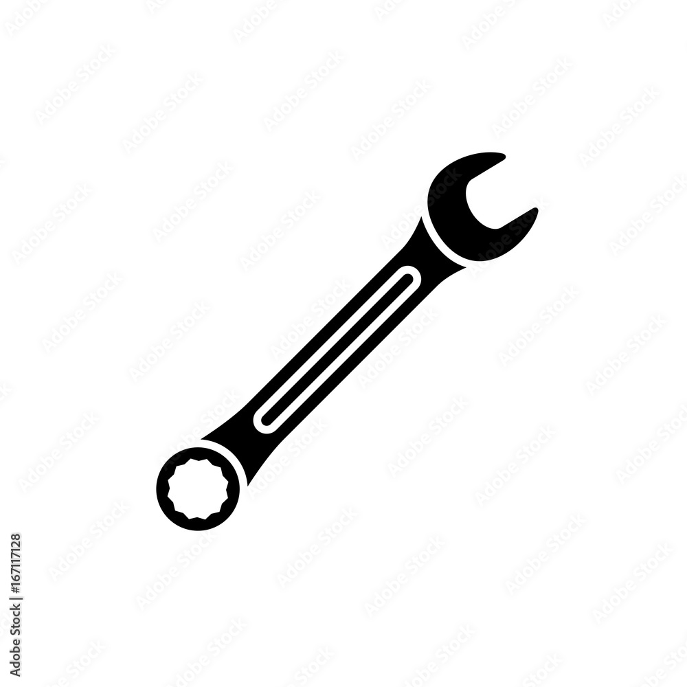 Wrench icon. Black, minimalist icon isolated on white background. Wrench  simple silhouette. Web site page and mobile app design vector element.  Stock Vector | Adobe Stock