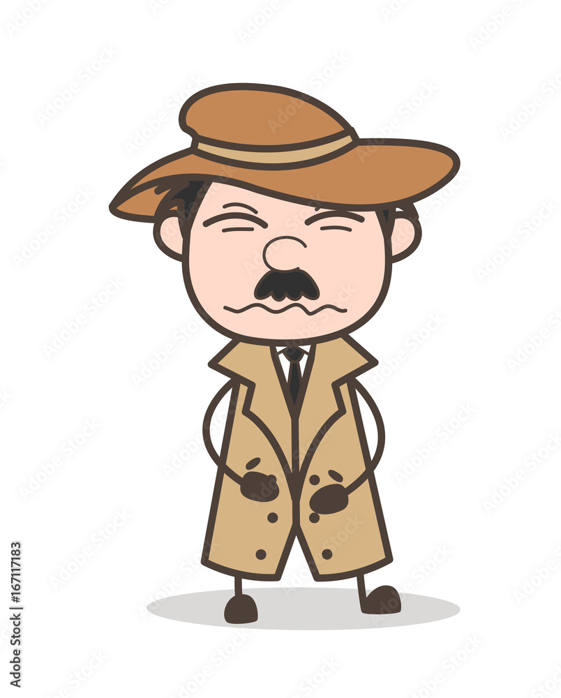 Cartoon Detective Having Pain in Stomach Vector Illustration Cartoon Detective Having Pain in Stomach Vector Illustration