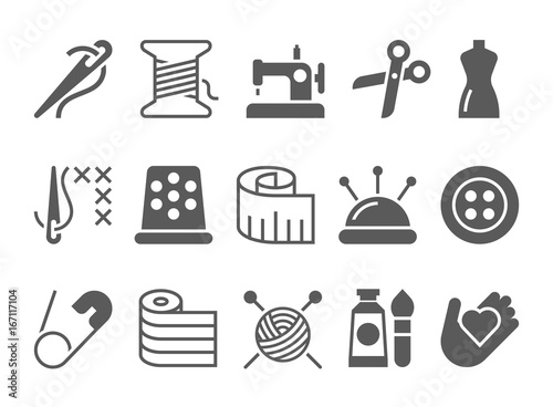 Sewing and needlework icons