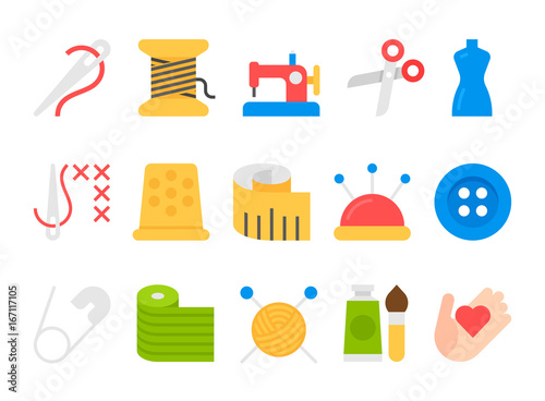 sewing equipment and needlework icons
