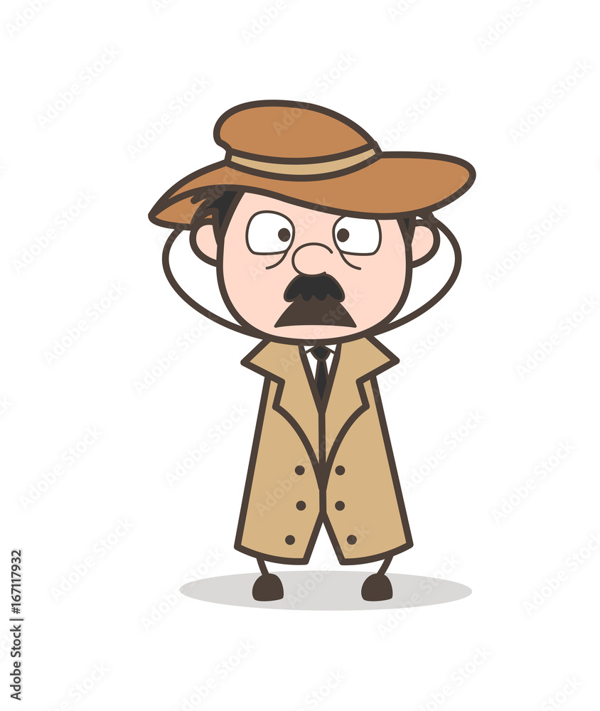 Cartoon Anguished Detective Face Expression Vector Illustration Cartoon Anguished Detective Face Expression Vector Illustration