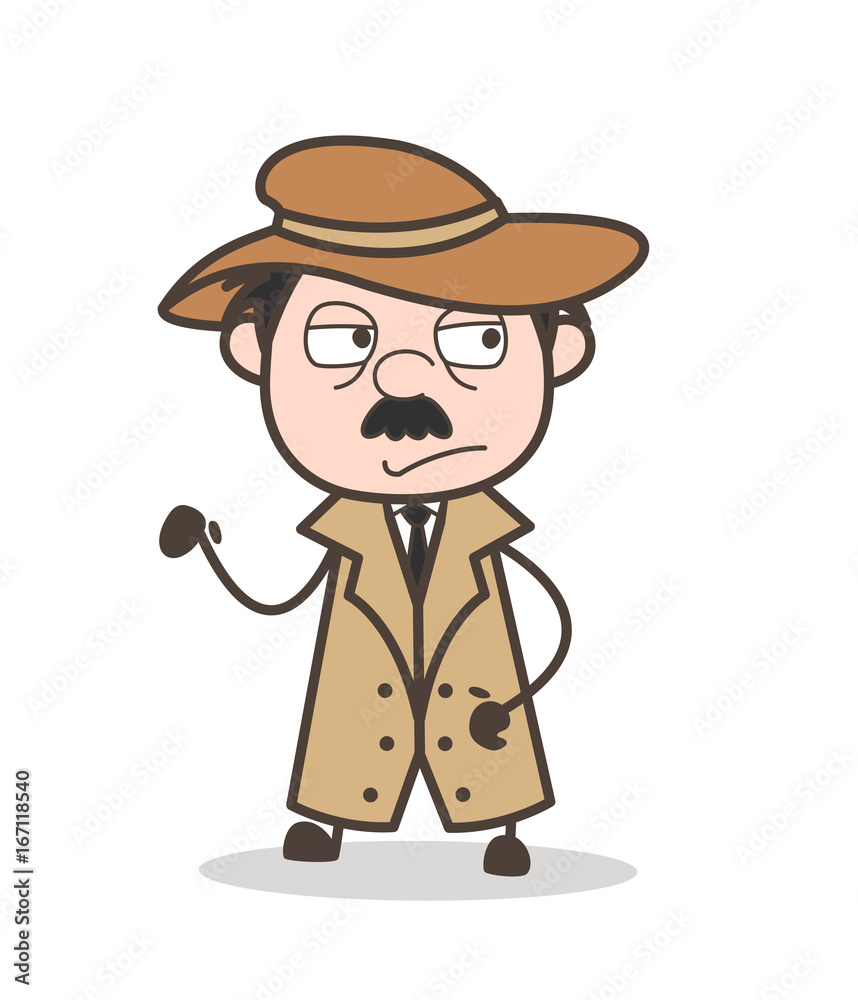 Cartoon Sad Detective Facial Expression Vector Illustration Cartoon Sad Detective Facial Expression Vector Illustration