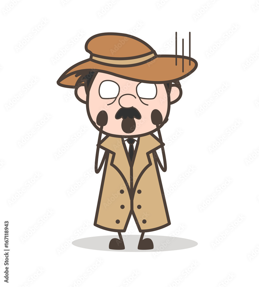 Cartoon Detective Screaming in Fear Vector Illustration Cartoon Detective Screaming in Fear Vector Illustration