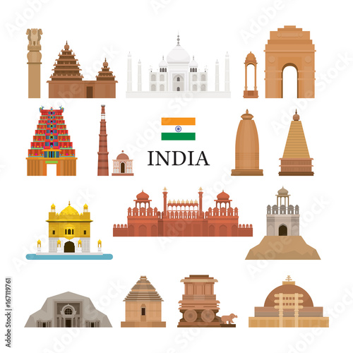 India Architecture Objects Icons Set photo