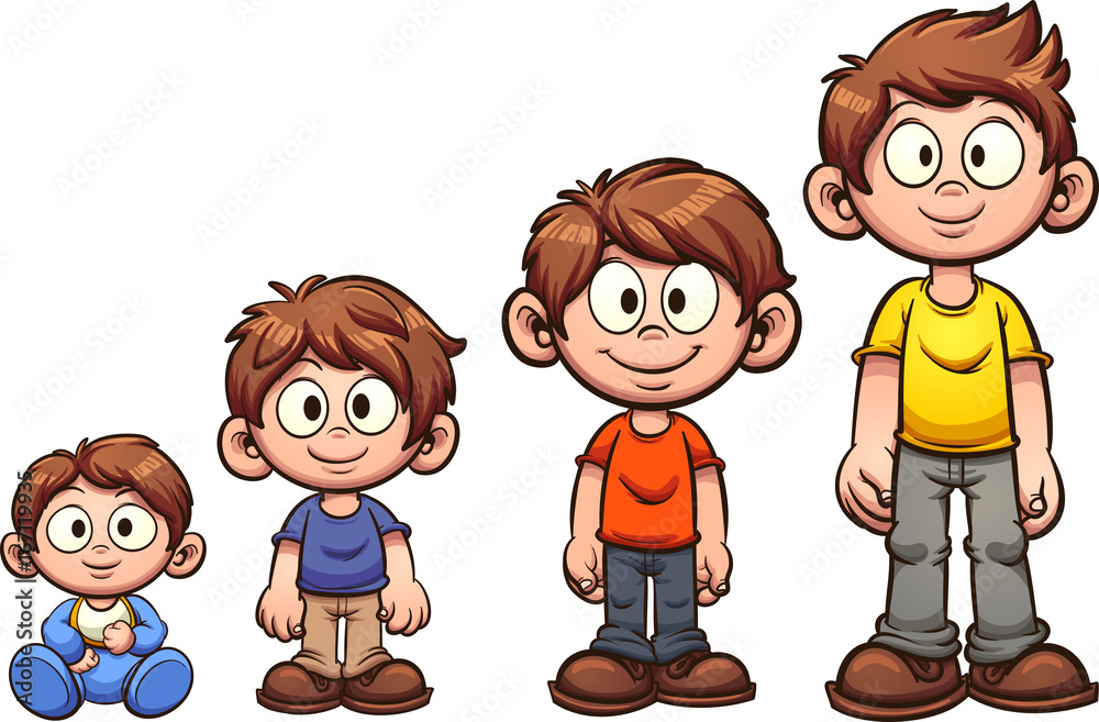 Cartoon Boy Growing Up Vector Clip Art Illustration With Simple 