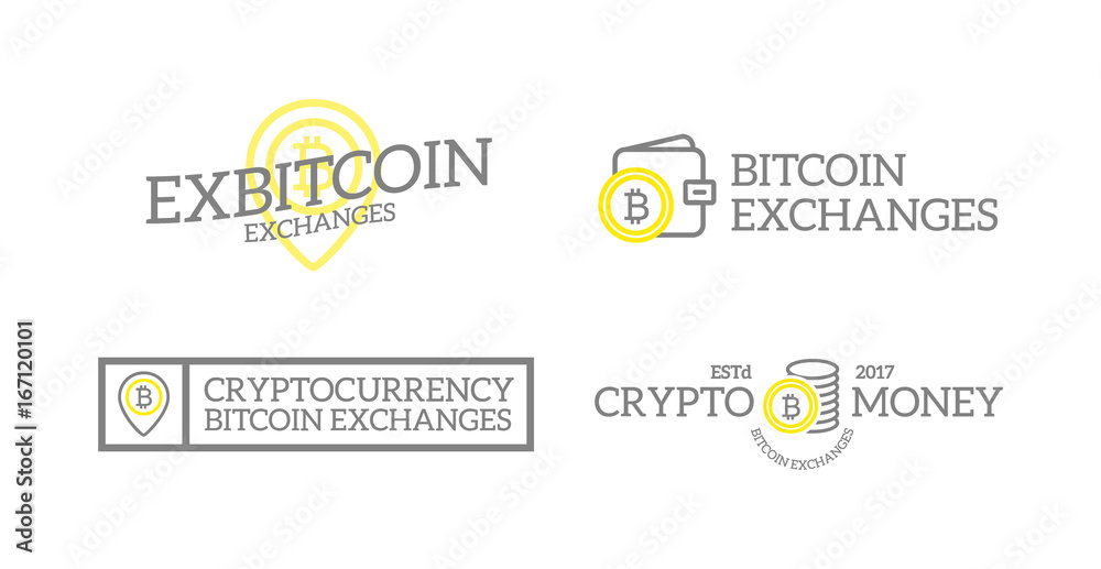 Fototapeta premium Unique retro vintage digital money and bitcoin, cryptocurrency logos or insignias, emblems, labels and badges and other branding objects. Vector line style