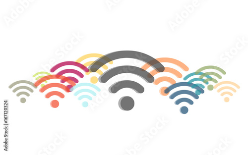 Viele bunte WiFi-Symbole