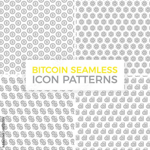 Unique digital money and bitcoin seamless pattern with various icons and symbols on white background flat vector illustration