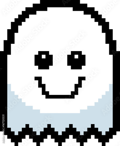 Smiling 8-Bit Cartoon Ghost