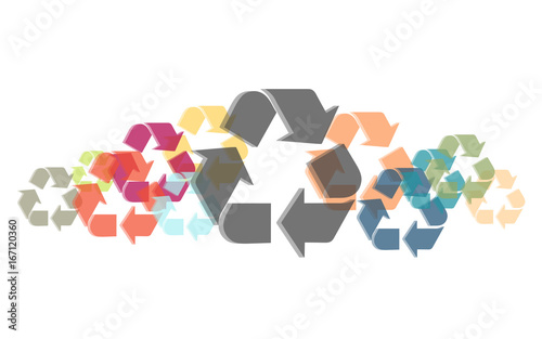 Viele bunte Recycling-Symbole