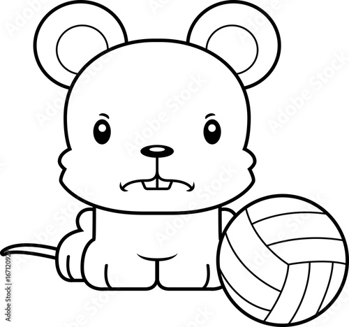 Cartoon Angry Volleyball Player Mouse