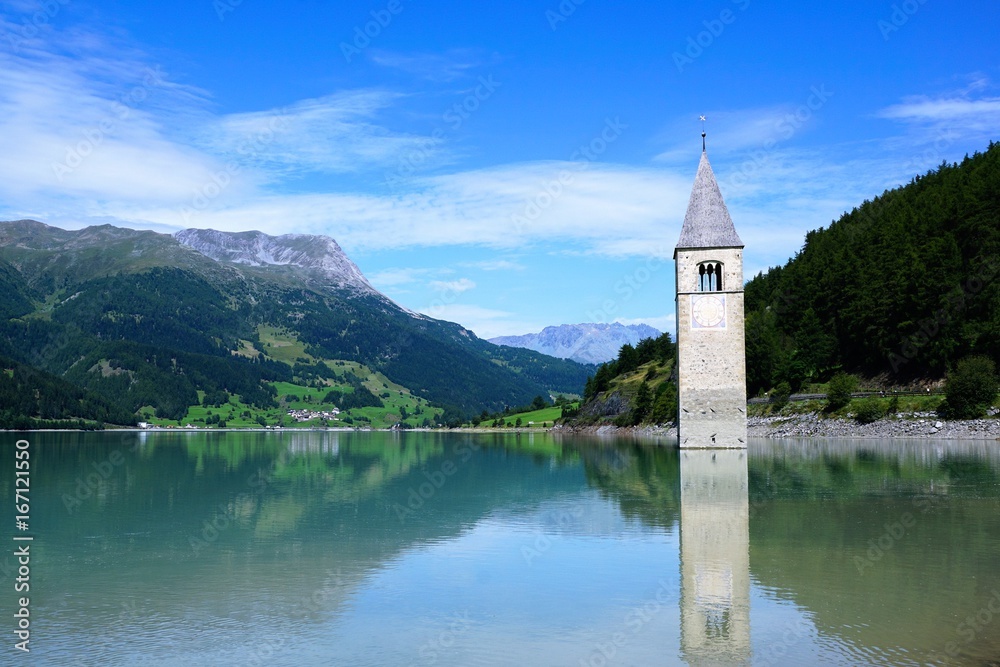 Reschensee und Kirche im Wasser